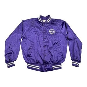 Vintage Welch's Winners Circle Jacket Mens Large Purple Satin Bomber Varsity 90s